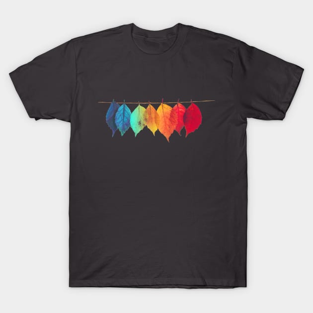 Rainbow Colored Leaves T-Shirt by DavidLoblaw